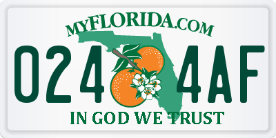 FL license plate 0244AF