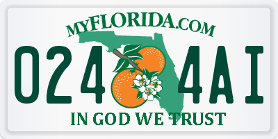 FL license plate 0244AI