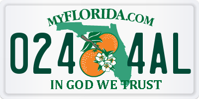 FL license plate 0244AL