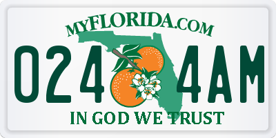 FL license plate 0244AM