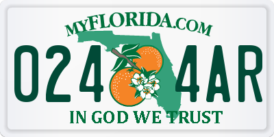 FL license plate 0244AR