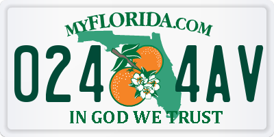 FL license plate 0244AV