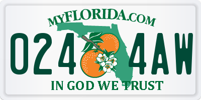 FL license plate 0244AW
