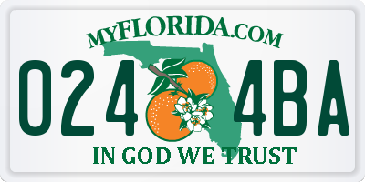 FL license plate 0244BA