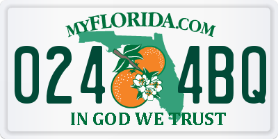 FL license plate 0244BQ