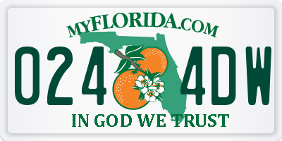 FL license plate 0244DW