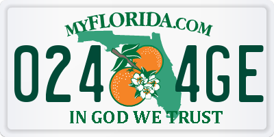 FL license plate 0244GE