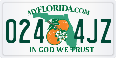 FL license plate 0244JZ