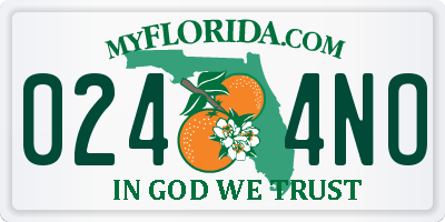 FL license plate 0244NO
