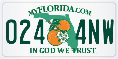 FL license plate 0244NW
