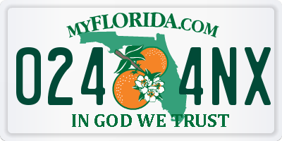 FL license plate 0244NX