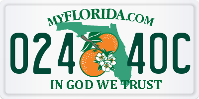 FL license plate 0244OC