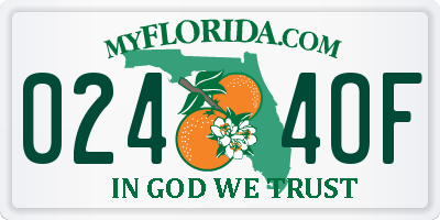 FL license plate 0244OF