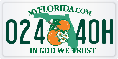 FL license plate 0244OH