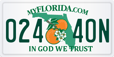FL license plate 0244ON