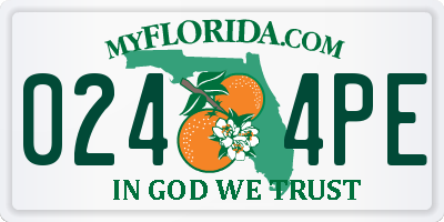FL license plate 0244PE
