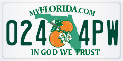 FL license plate 0244PW