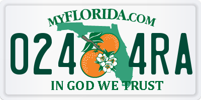 FL license plate 0244RA