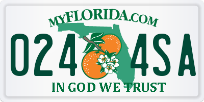 FL license plate 0244SA