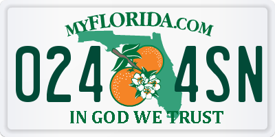 FL license plate 0244SN