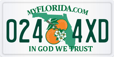 FL license plate 0244XD