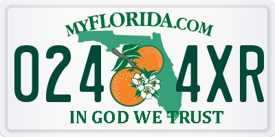 FL license plate 0244XR