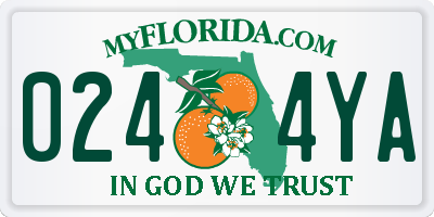 FL license plate 0244YA