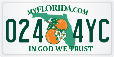FL license plate 0244YC