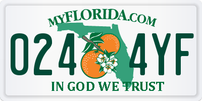 FL license plate 0244YF