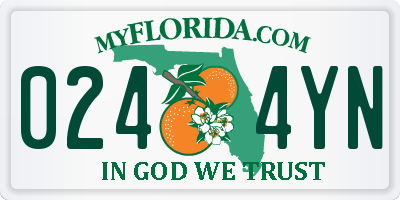 FL license plate 0244YN