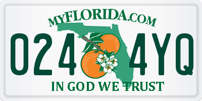 FL license plate 0244YQ
