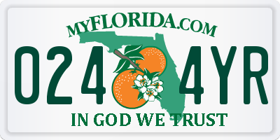 FL license plate 0244YR