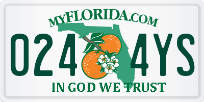 FL license plate 0244YS