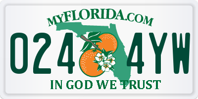 FL license plate 0244YW