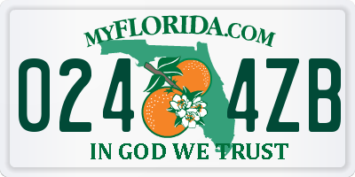 FL license plate 0244ZB