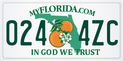 FL license plate 0244ZC
