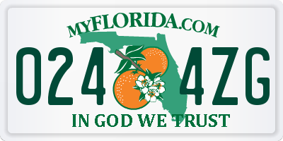 FL license plate 0244ZG