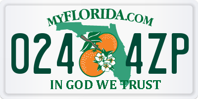 FL license plate 0244ZP