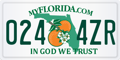 FL license plate 0244ZR