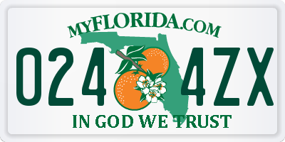 FL license plate 0244ZX