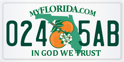 FL license plate 0245AB