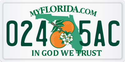 FL license plate 0245AC