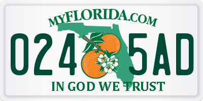 FL license plate 0245AD