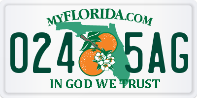 FL license plate 0245AG