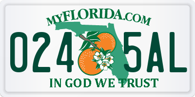 FL license plate 0245AL
