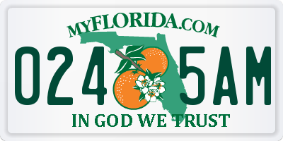 FL license plate 0245AM