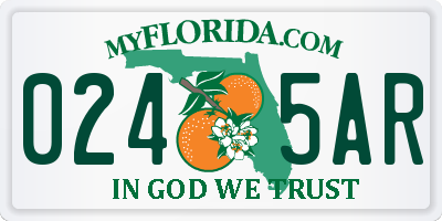 FL license plate 0245AR