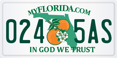 FL license plate 0245AS