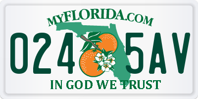 FL license plate 0245AV