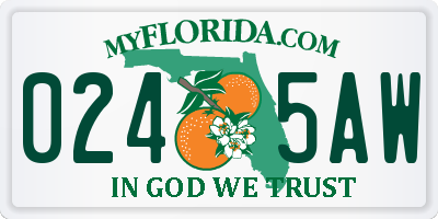 FL license plate 0245AW
